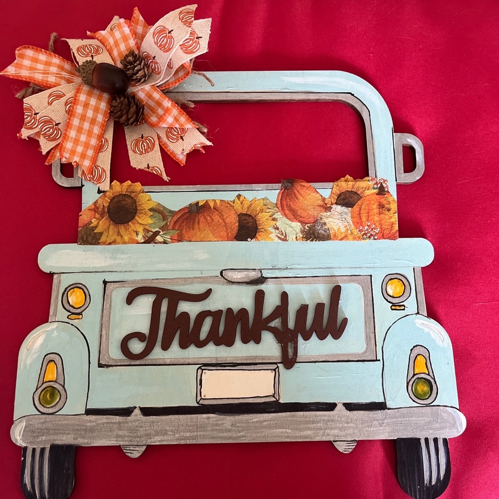 BLUE TRUCK FALL DECOR-personalized